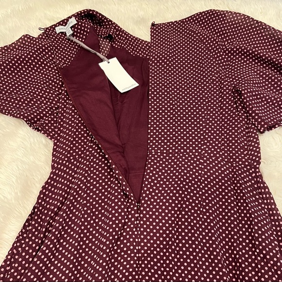 ModCloth Emily and Fin Burgundy Luna Suzanna Mini Spot Dress - Size Large - Picture 6 of 8